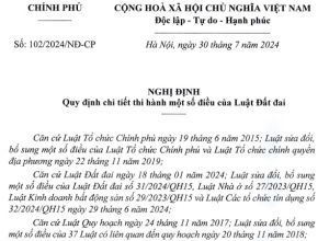 Đã có Nghị định 102 hướng dẫn Luật Đất đai 2024 từ 01/8/2024